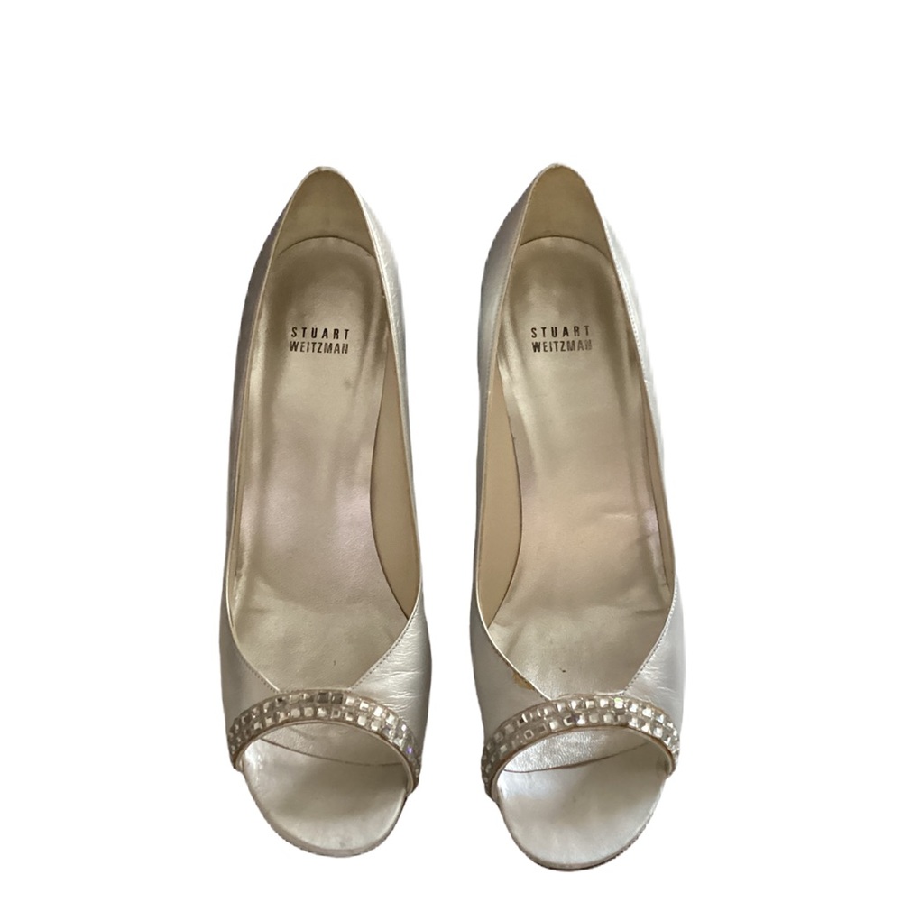 Stuart Weitzman Silver peep toe heel 10